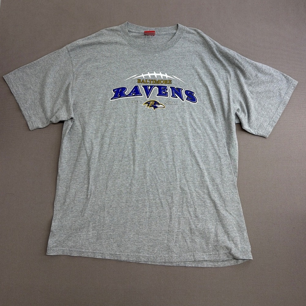 NFL Baltimore Ravens AFC North Mens T-Shirt Heather Gray Graphic Tee XL